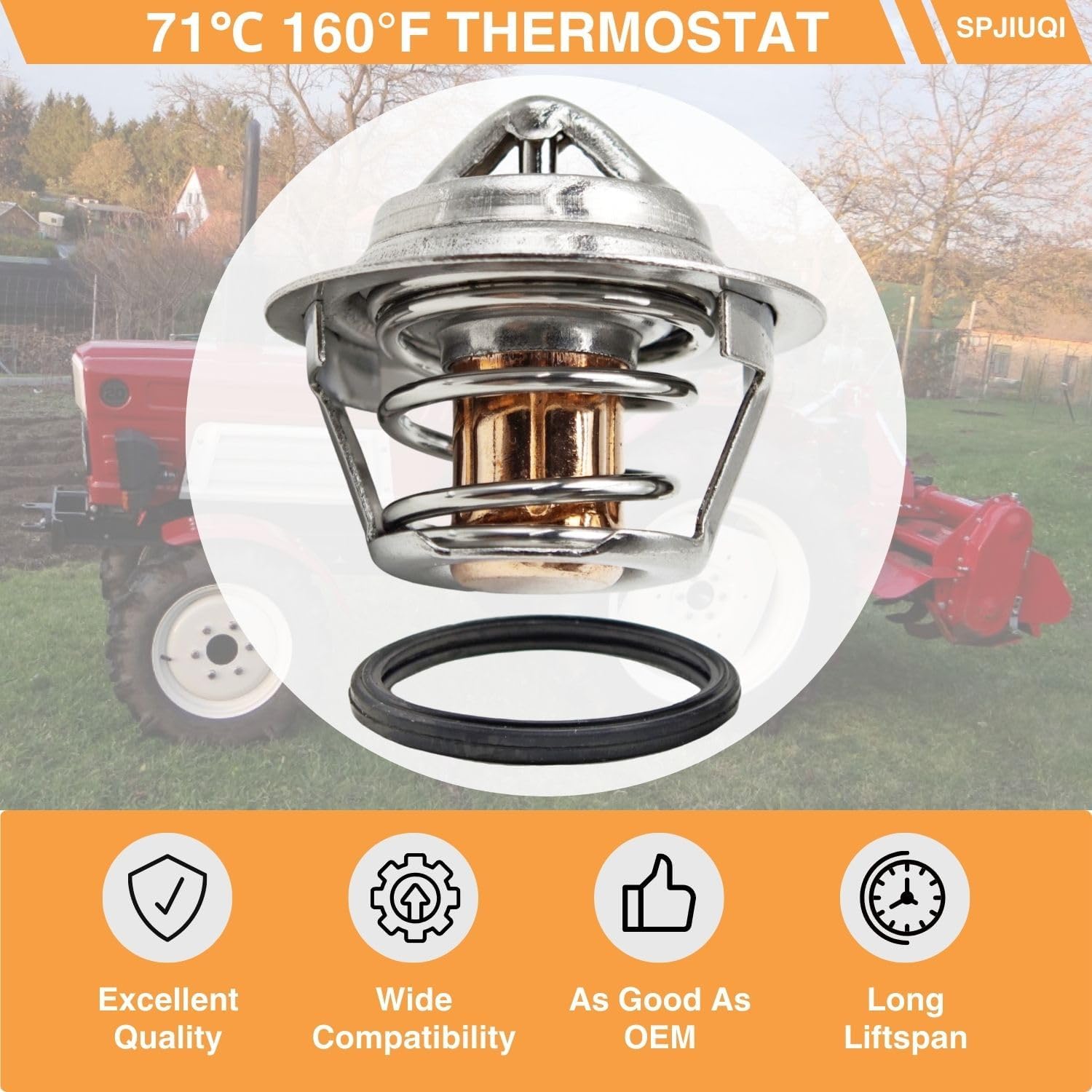 71℃ 160°F Thermostat CH15536 129350-49800 for John Deere 655 650 GX355 Yanmar 3TNA72E 3TNA72E-YL YM2002 YM2002D YM146 YM146D YM226
