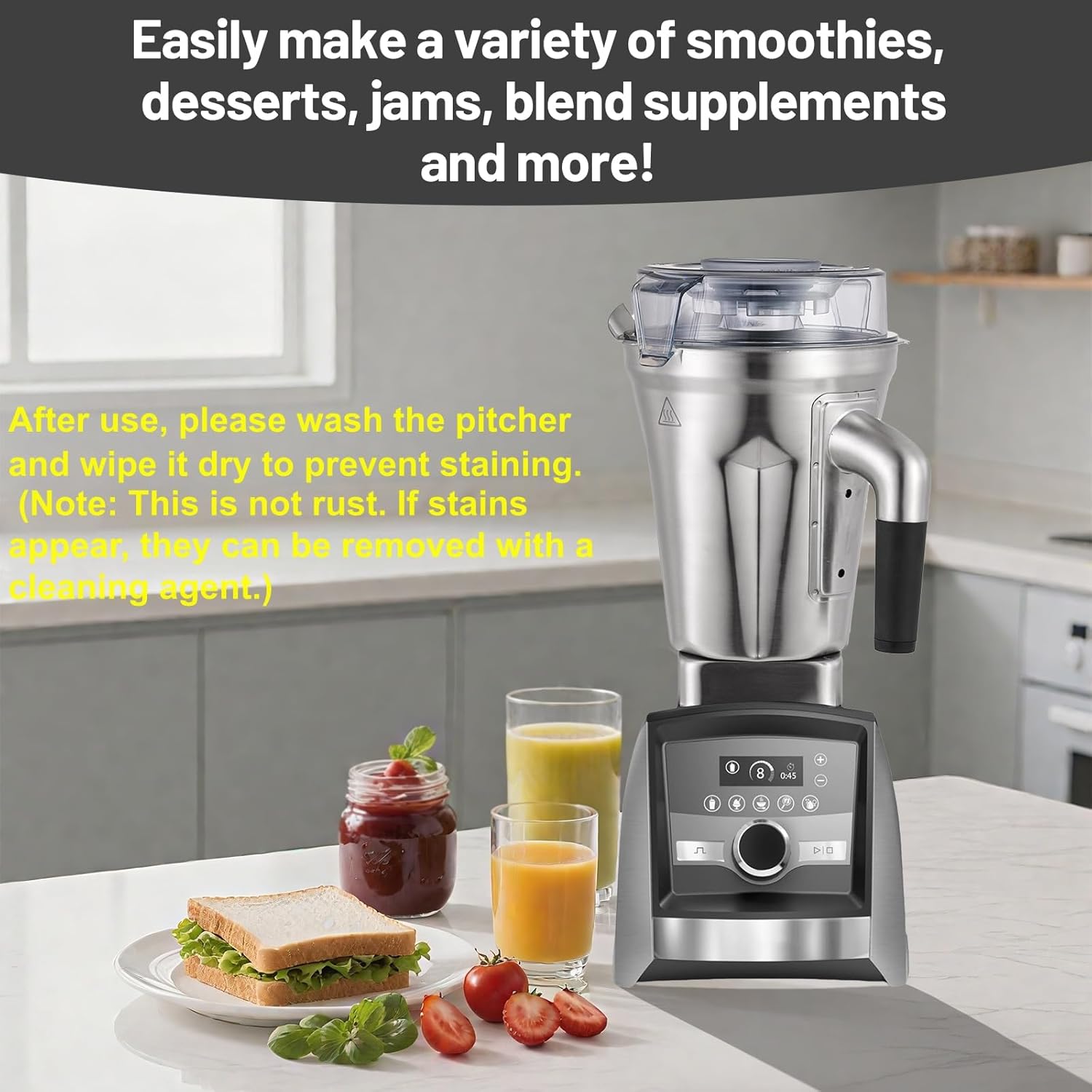 64oz Stainless Steel Container for Vitamix Blender Pitchers, Compatible with Vitamix 5200 A3500 750 X5 E320 Stainless Steel Containers. BPA-Free, Dishwasher-Safe