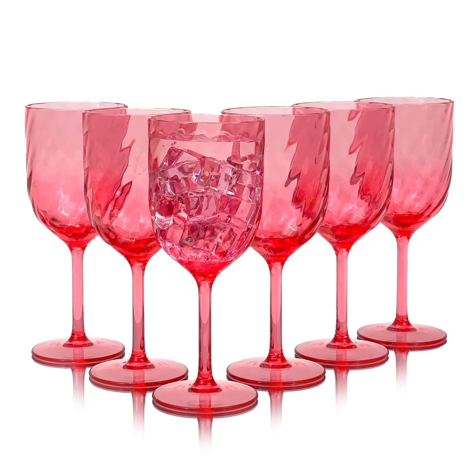 Yanglonghui 15 Ounce Plastic Wine Glasses Set of 6,Unbreakable Acrylic Wine Glasses,Reusable Colored Plastic Goblets Stackable,Dishwasher Safe Bpa Free Ideal for Parties (Red, 15 Ounce)