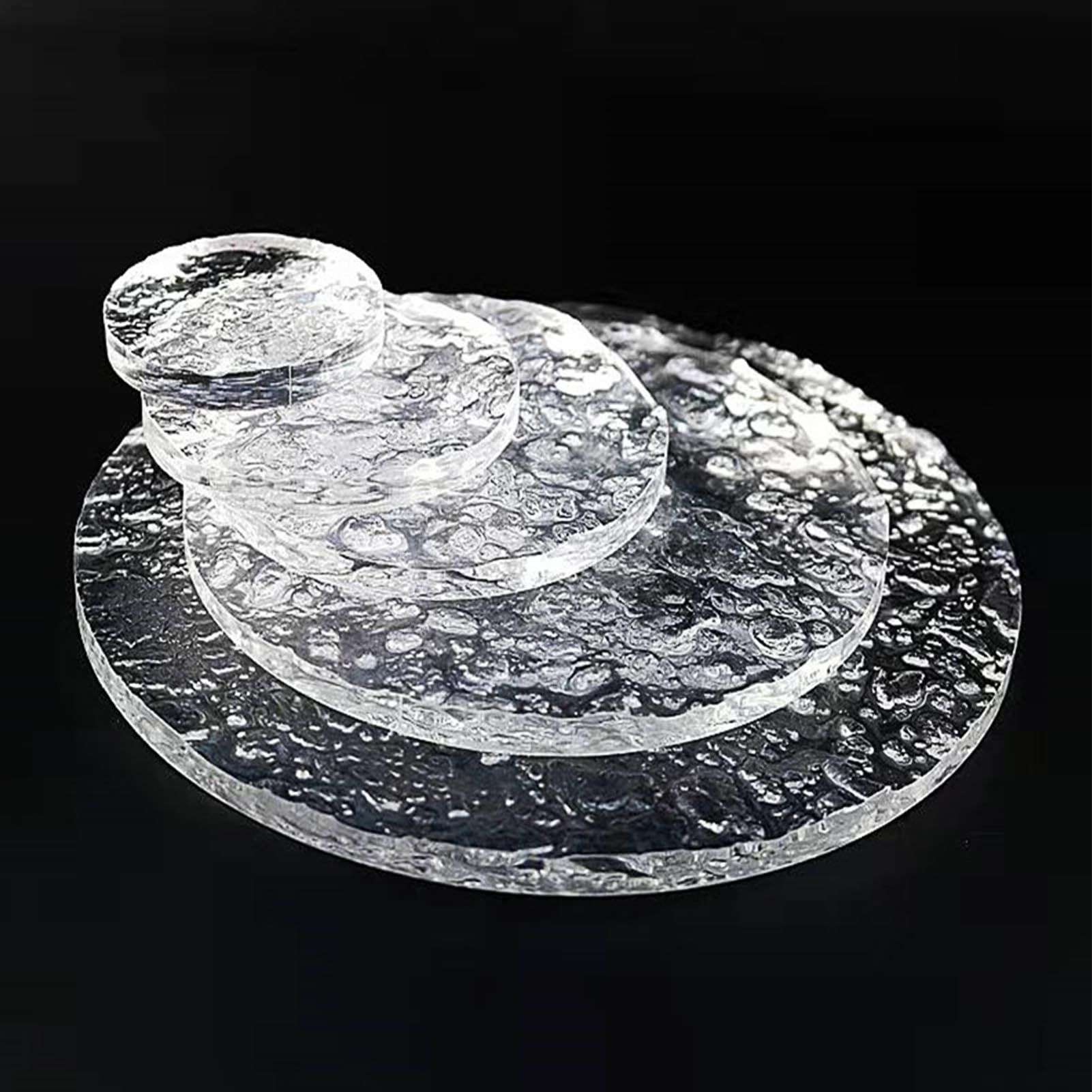 Płyta akrylowa z falistym wzorem, Okrągłe akrylowe arkusze z przezroczystym kamieniem o fakturze wody 100-300 mm(10mm,300mm)