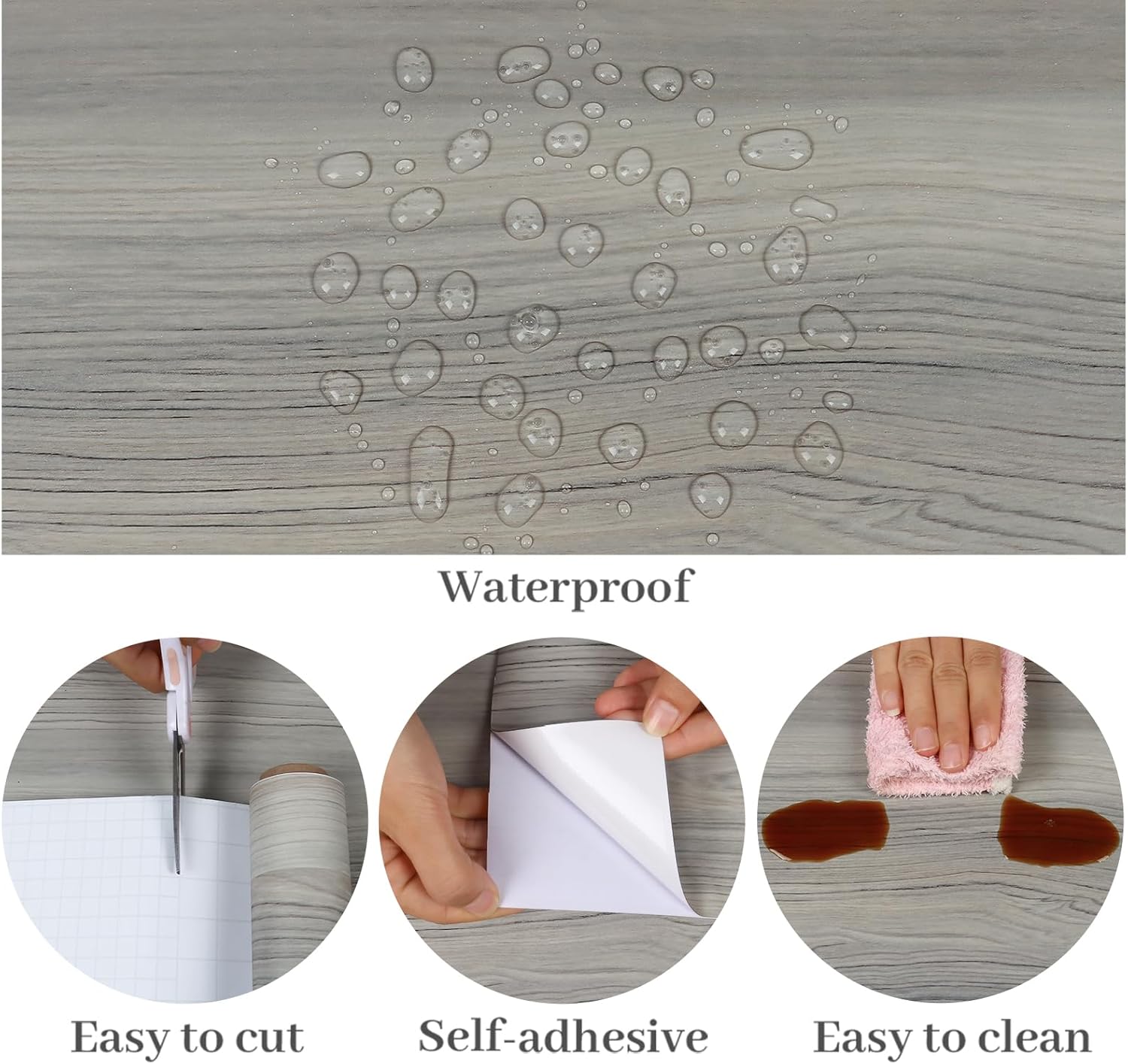 VaryPaper 15.7" x 315" Rustic Wood Peel and Stick Wallpaper Brown Grey Wood Grain Contact Paper for Countertops Waterproof Self Adhesive Cabinet Vinyl Wrap Removable Wooden Wallpaper for Bedroom Walls