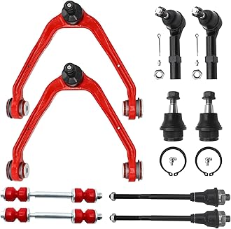 AWD 4WD Front End 10pc Suspension Kit for Chevy Silverado GMC Sierra 1500 Tahoe Avalanche Suburban 1500, Yukon, 4 Tie Rods, 2 Sway Bars, 2 Control Arms w/Ball Joints