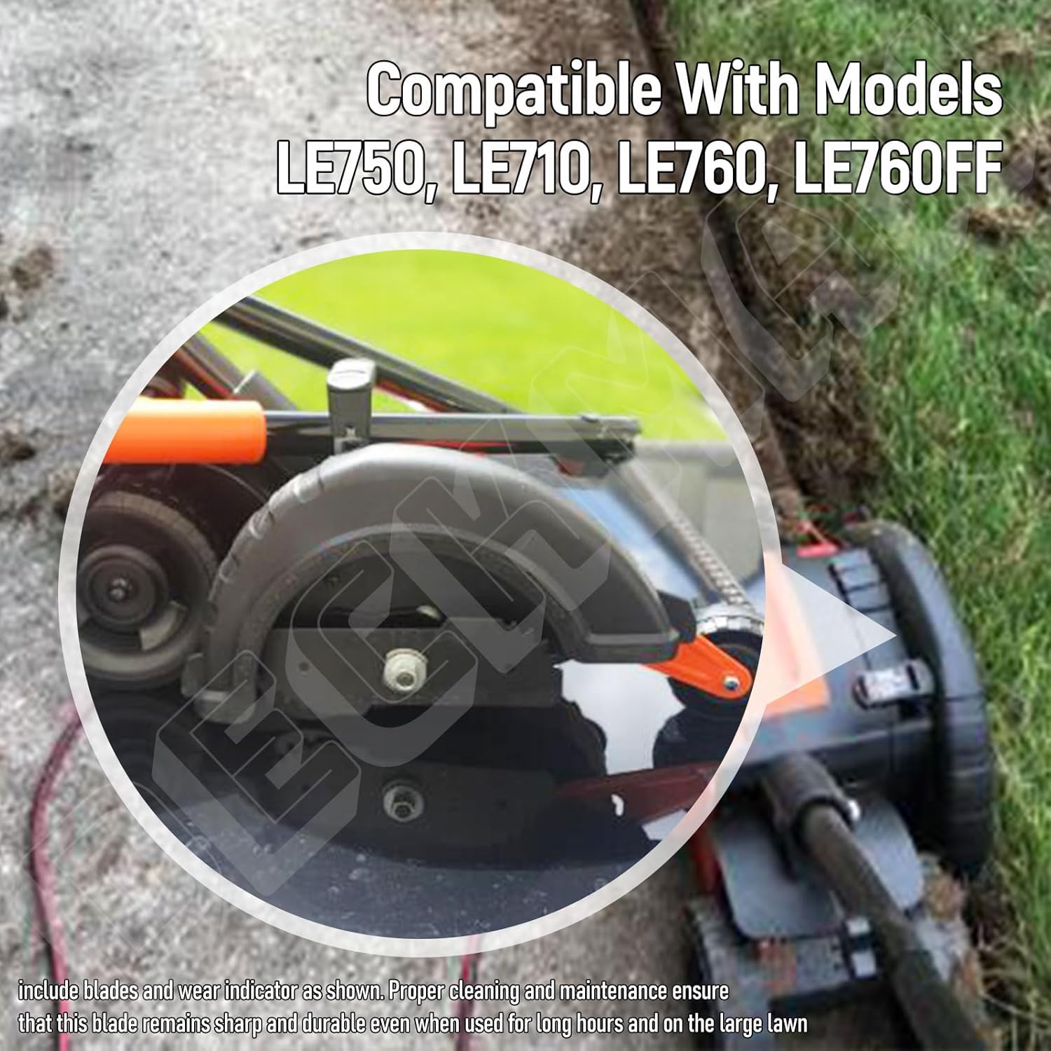 EB-007 Edge Hog Heavy-Duty Edger Replacement Blade Compatible with Black Decker Heavy Edge Hog for 2-in-1 Landscape Trencher LE750, LE710, LE760, LE760FF - with of Wear Indicators (6-Set)