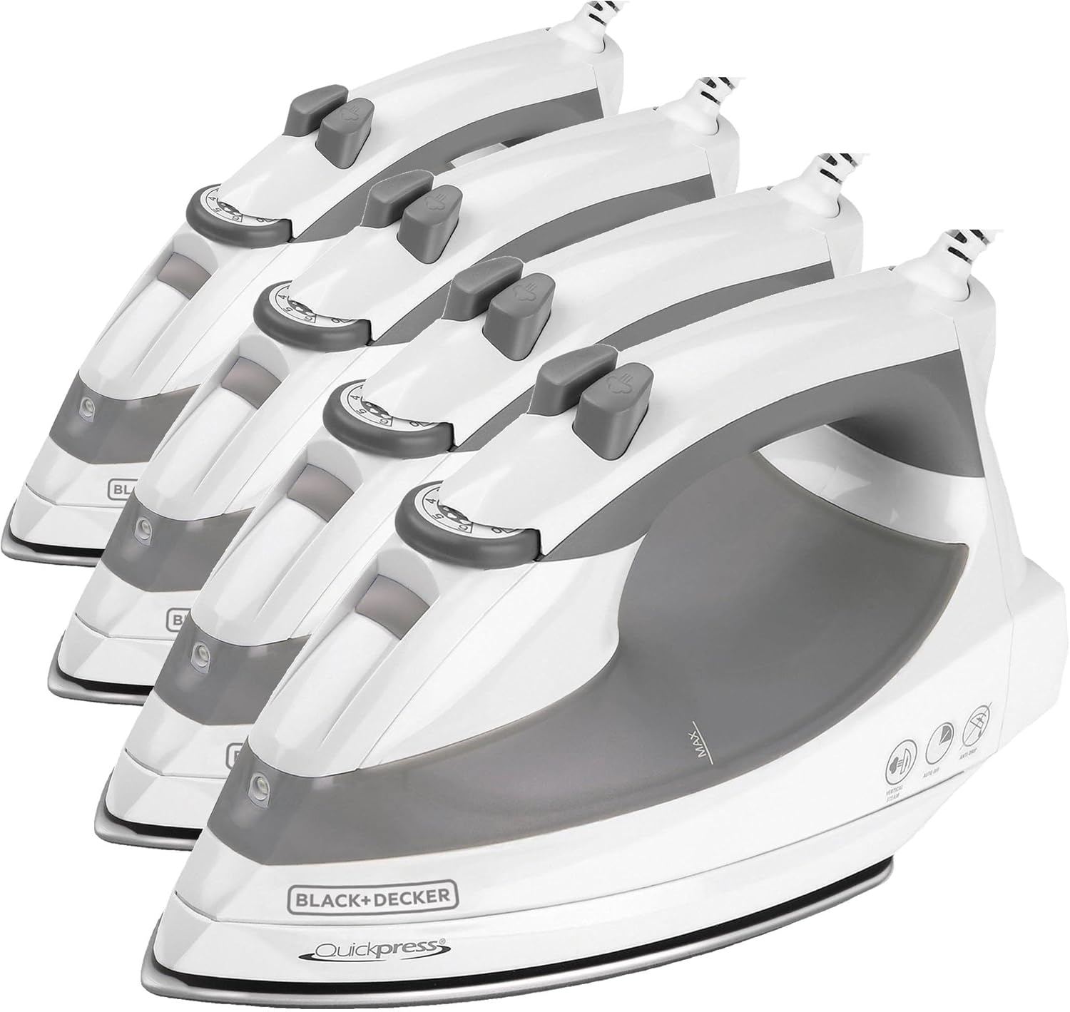 BLACK+DECKER F976 Quickpress Iron with Smart Steam Technology, White/Silver
