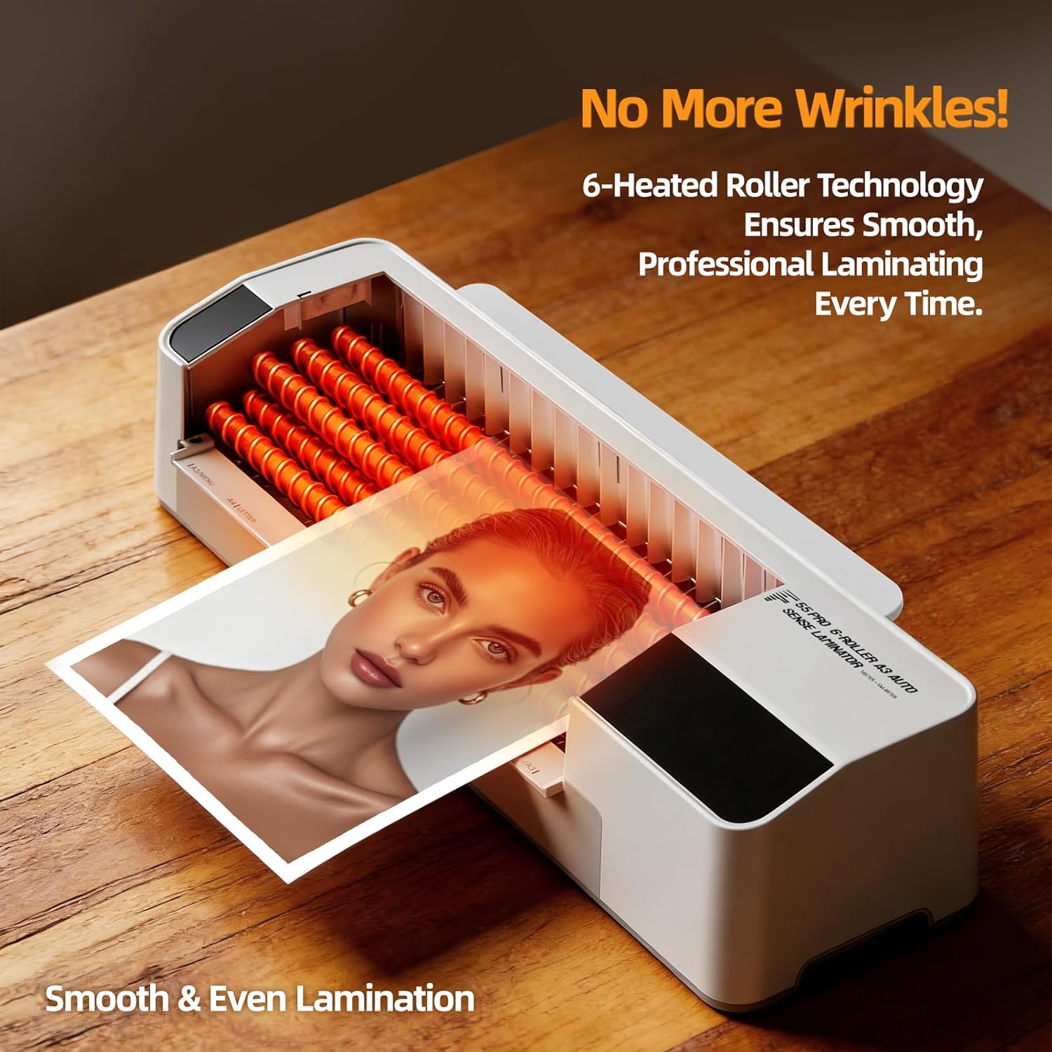 F55 Pro 6 Roller 13" Professional Laminator Machine with Auto-Sensing Technology, Handles 3-10Mil Thick Pouches, 1-Minute Warm-Up, Jam-Proof System with Auto Reverse, for Office & School Use (White)