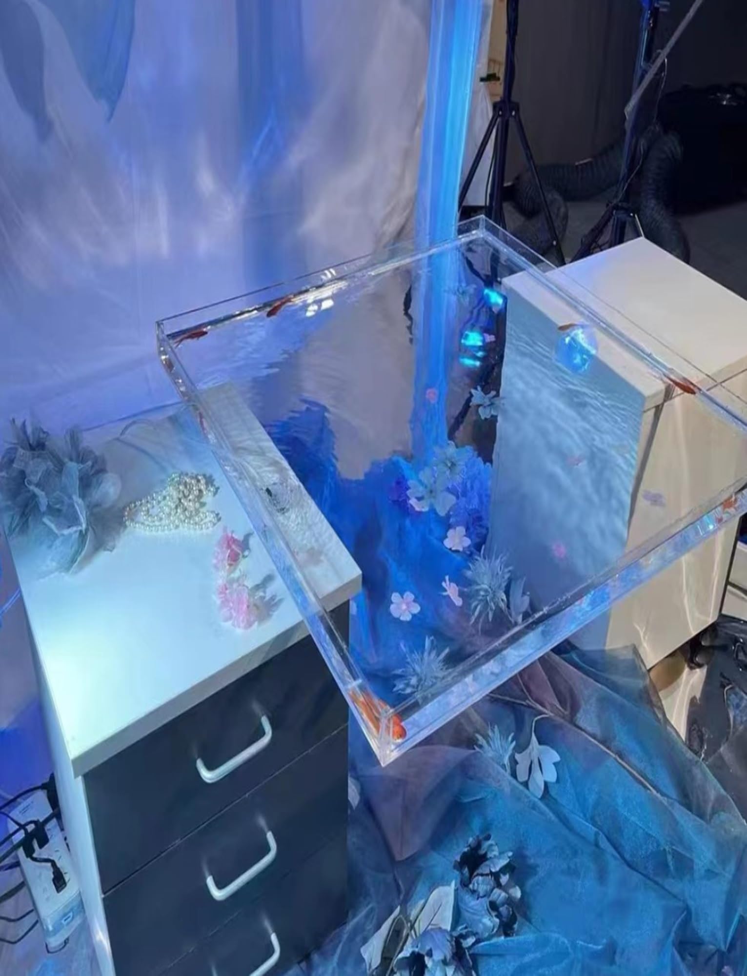 Transparent Shallow Water Photography Props, Decorative Tray, Photography Tray For Shooting Low Water Tank, Creative Floating Photography Props, Table Storage Box(60x60x5cm/23.6x23.6x2in)