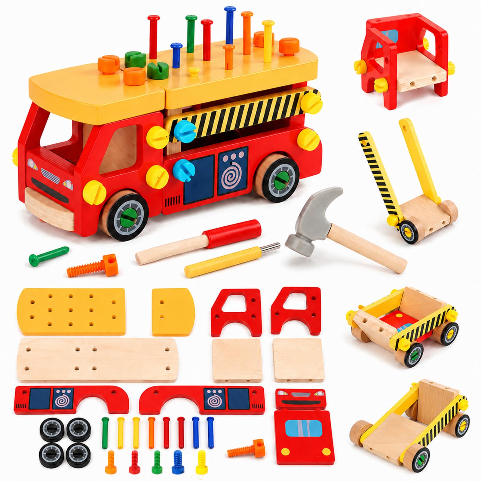 WOW Toys ワオトイズ　消防車　船　車セット　知育玩具　仕掛おもちゃ　海外 Amazon | AOMACO 知育玩具 消防車 大工さん ごっこ遊び 組み立て 分解