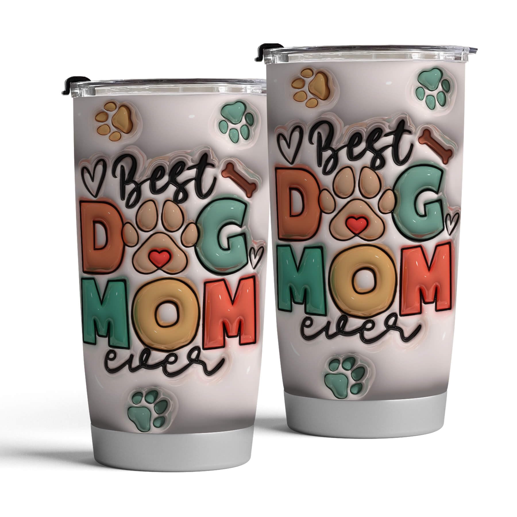Fancyfams Best Dog Mom Tumbler, 20 oz Stainless Steel Thermal Insulated Coffee Mug, Dog Mom Gifts for Women, Cup Tumbler for Women, (20oz)