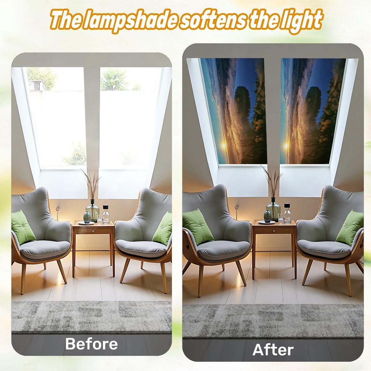 Fluorescent Light Covers for Ceiling Lights Autumn Landscape Morning Easy to Install Magnetic Light Filter for Classroom Office Hospitals School Home Decor