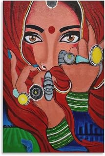 Rajasthani Traditional Art Painting Everything Is in The Eyes Vintage Poster Home Canvas Wall Decoration Canvas Painting Posters And Prints Wall Art Pictures for Living Room Bedroom Decor 16x24inch(4