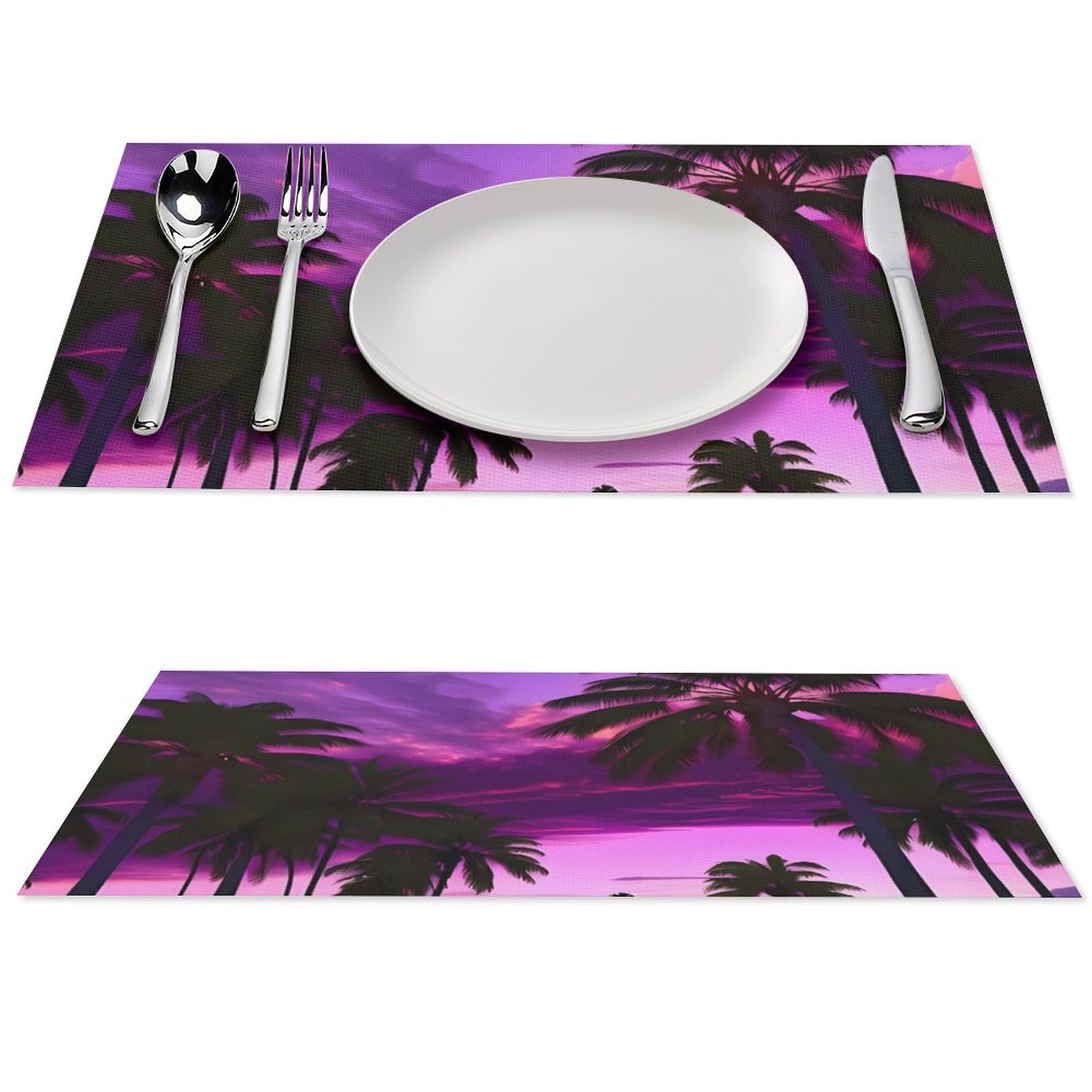 Sets de table antidérapants pour repas en terrasse au coucher de soleil