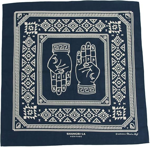 Amazon シャングリラ ヘリテージ The Hand Of Perception ナバホプリントバンダナ Made In Italy One Deep Blue バンダナ 通販