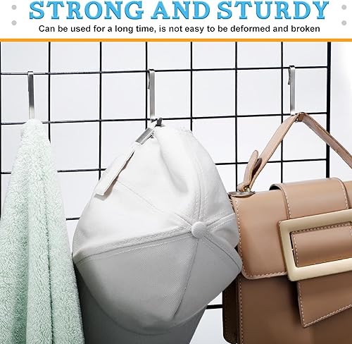 Miniatura 7 de Lyrow 40 ganchos en J para estantes de alambre de acero inoxidable con clip en estante de alambre de metal, gancho de rejilla para fregadero para