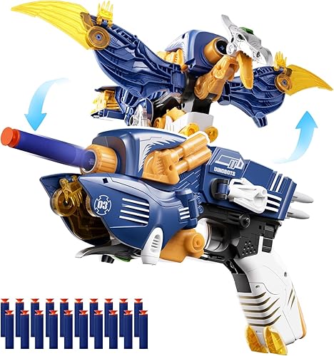 Vista 9 de Pistola de Juguete Blaster Transformable de Aleación Dinosaurio - Juguete Morfológico 2 en 1 (Pistola a Dino), Pistola Blaster de Balas de Espuma