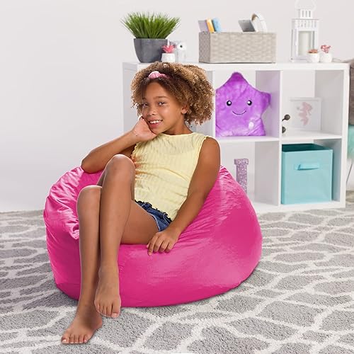 Miniatura 2 de Posh Creations Asiento cómodo estructurado para salas de juegos y dormitorios, puf grande, puf clásico redondo de 100 pulgadas, color rosa