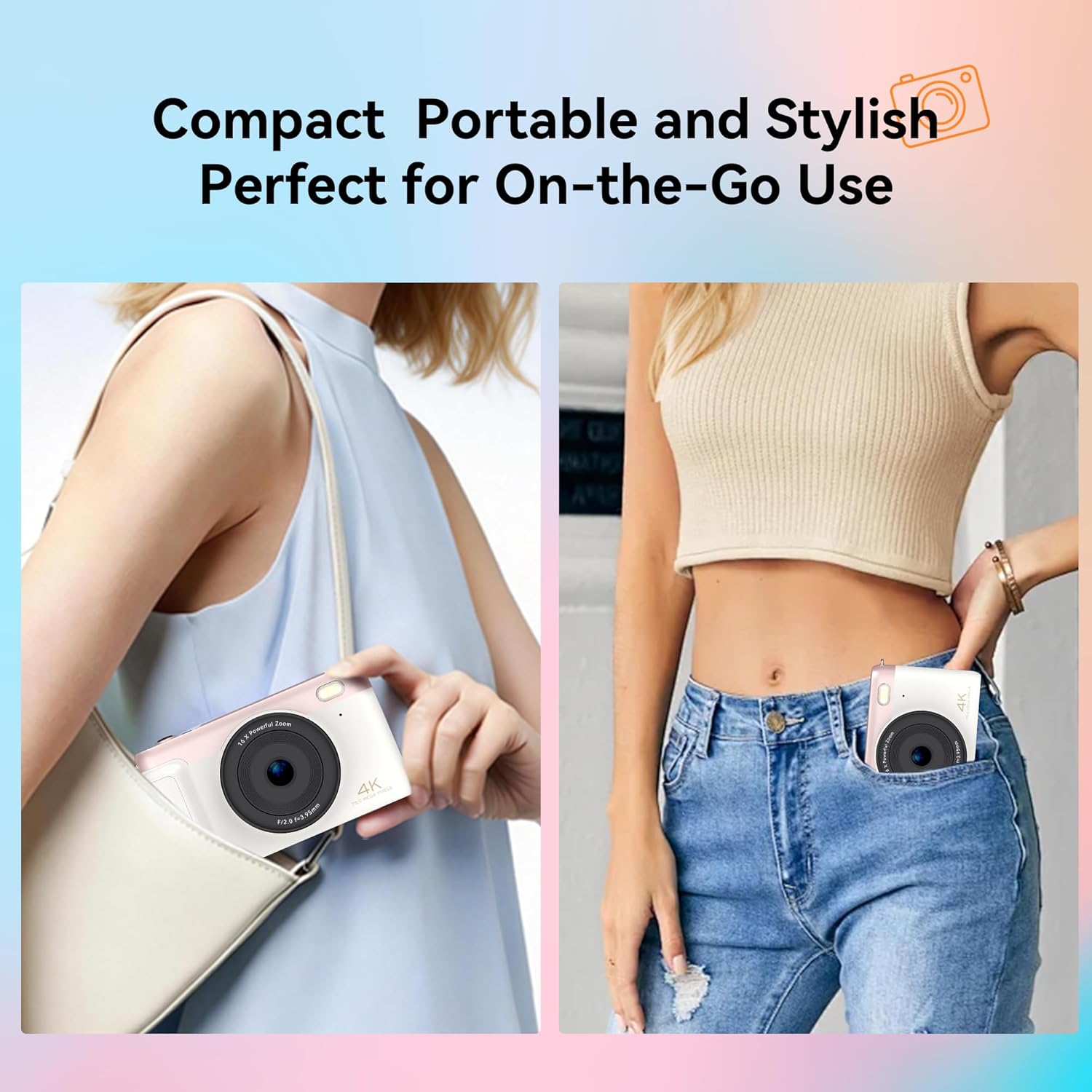 4K Digital Camera 75MP Autofocus Vlogging Camera, WiFi Compact Point and Shoot Camera 3 Inch 180°Flip Screen, 16X Zoom Anti-Shake 32GB SD 2500mAh Battery for YouTube Teens Beginners Travel Photography