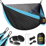 Camping Hammock Mosquito Net,Double & Single Portable Hammocks Hammocks with 2 Tree Straps,Hammock Tent for Travel Indoor Outdoor Hiking Backpacking Backyard Beach-Black&Blue