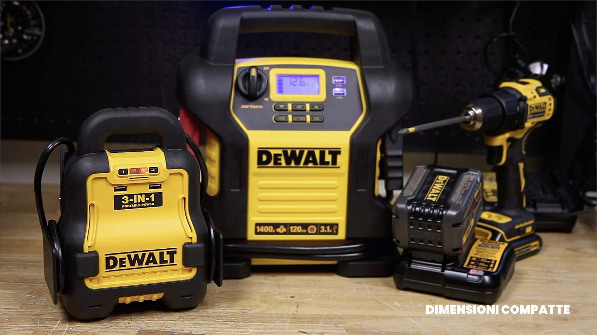 DEWALT DXAE20VBB Automotive Battery Booster and 12V Jump Starter with USB Power Station: Powered by Standard 20V MAX and FLEXVOLT Tool Batteries
