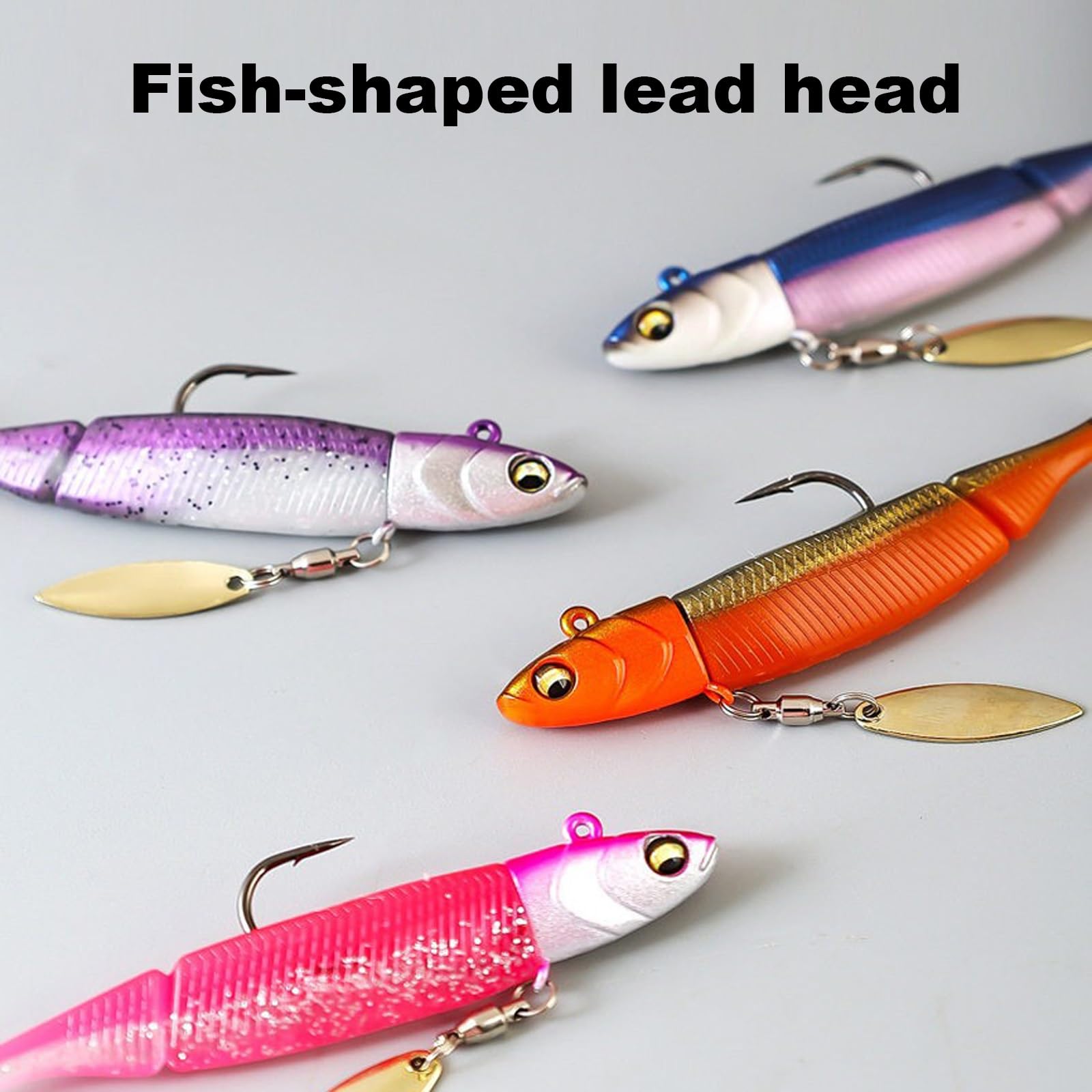 Kit de Pêche Au Leurre Souple À Queue en T, Leurre Artificiel de Style Spinner À Hameçon Unique, Adapté À La Pêche en Mer de La Truite, du Sandre et du Saumon