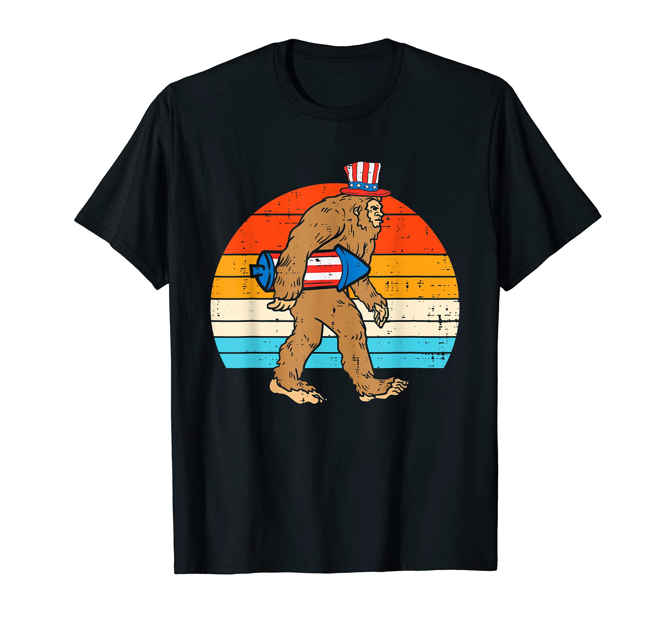Bigfoot Sasquatch Firecracker American USA Funny 4th Of July T-Shirt