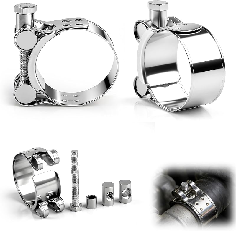 Abrazaderas de manguera, 8 unidades, abrazadera de perno articulado, 23-25 mm, acero inoxidable, tubo de escape, ancho de banda de 18 mm para tubos de escape de motocicletas y tubos de agua