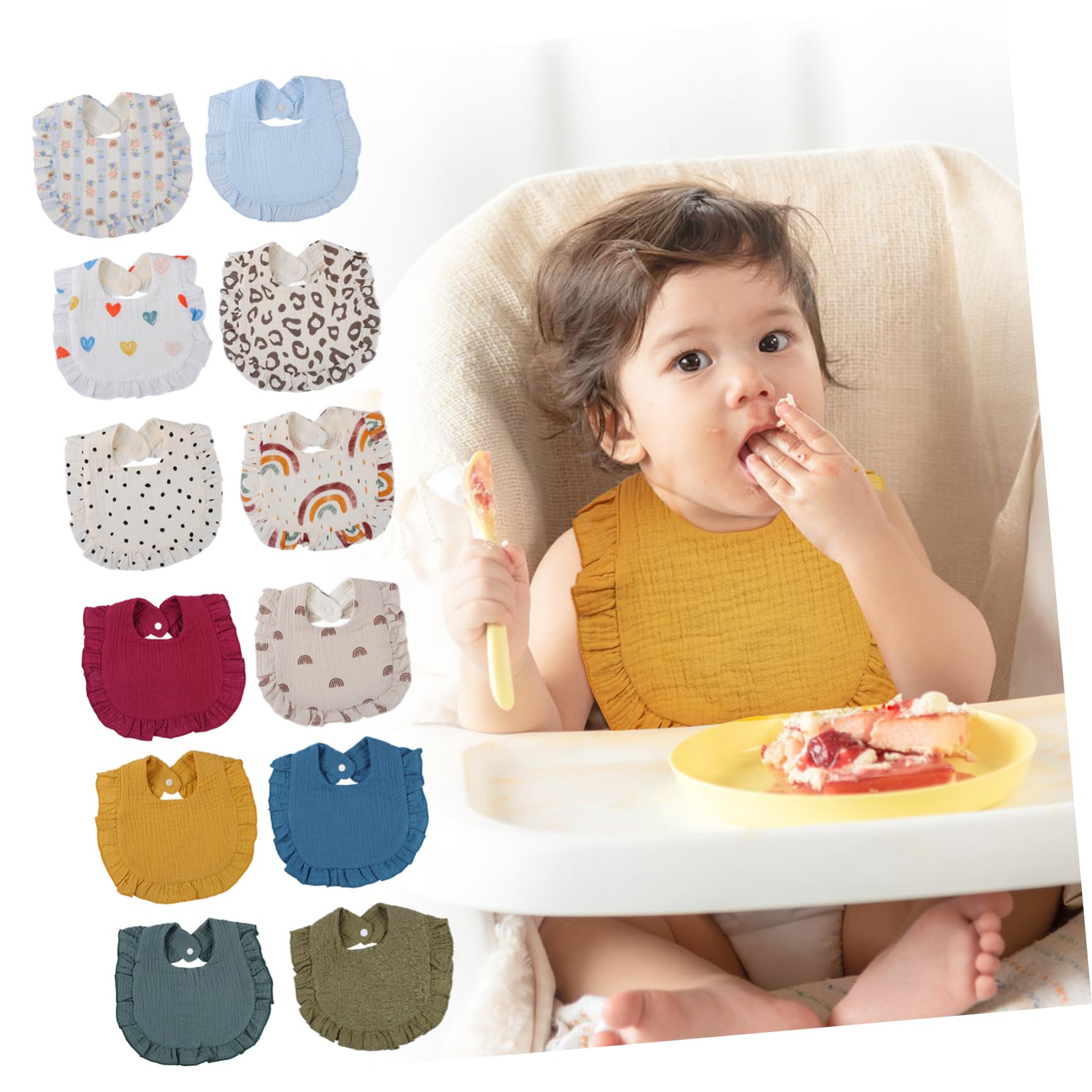 PACKOVE 12stücke Babysabberlätzchen Aus Babylätzchen Zum Essen Für Kleinkinder Unisex Neugeborenenlätzchen Spucktücher Zum Sabbern