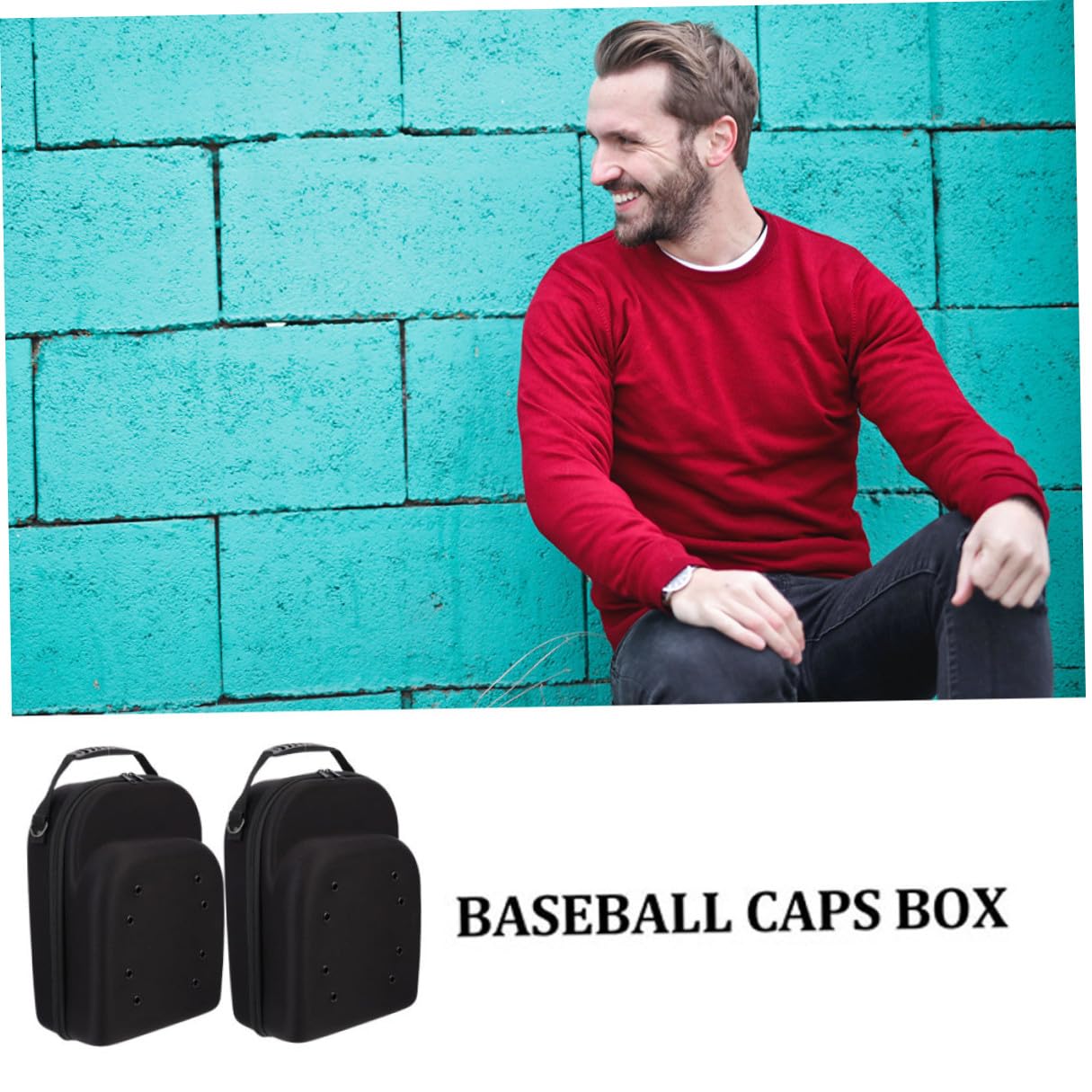 Cabilock 2 pezzi Custodia EVA Rigida per Cappelli da Baseball Organizer da Viaggio Antishock con Manico Protettore Cappelli Resistente e Compatibile per Spostamenti e Casa Nero