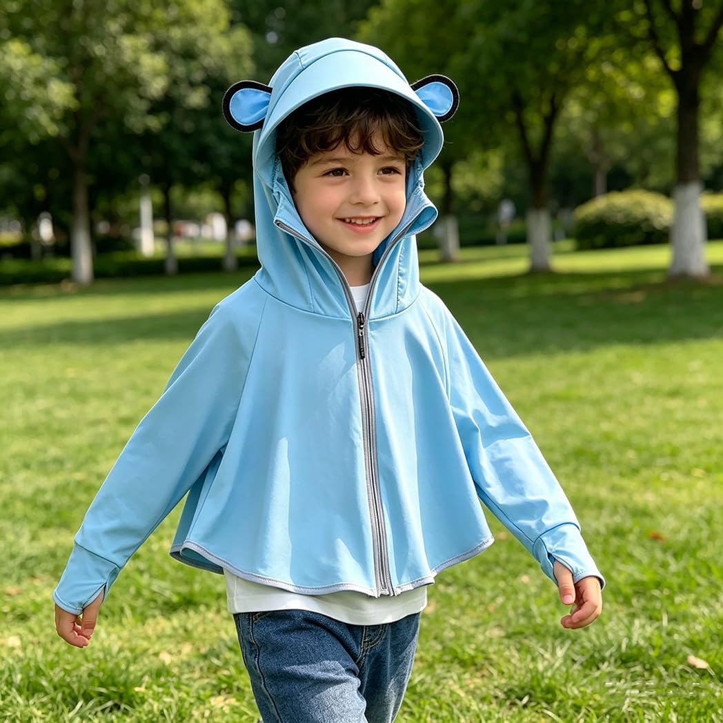 FGSS Kids-Sun-Protection Cropped-Top-Hoodie Lightweight-Cooling UPF 50+ Zip-Jacket for Summer Outdoor