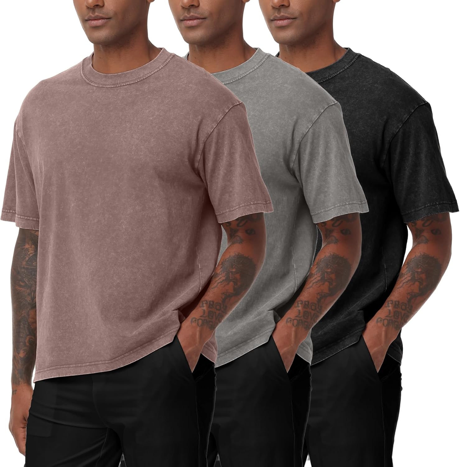 Eisctnd Men's T-Shirts: Oversized Cotton Heavyweight Vintage Loose Fit Tees for Unisex Casual Work Streetwear Gym