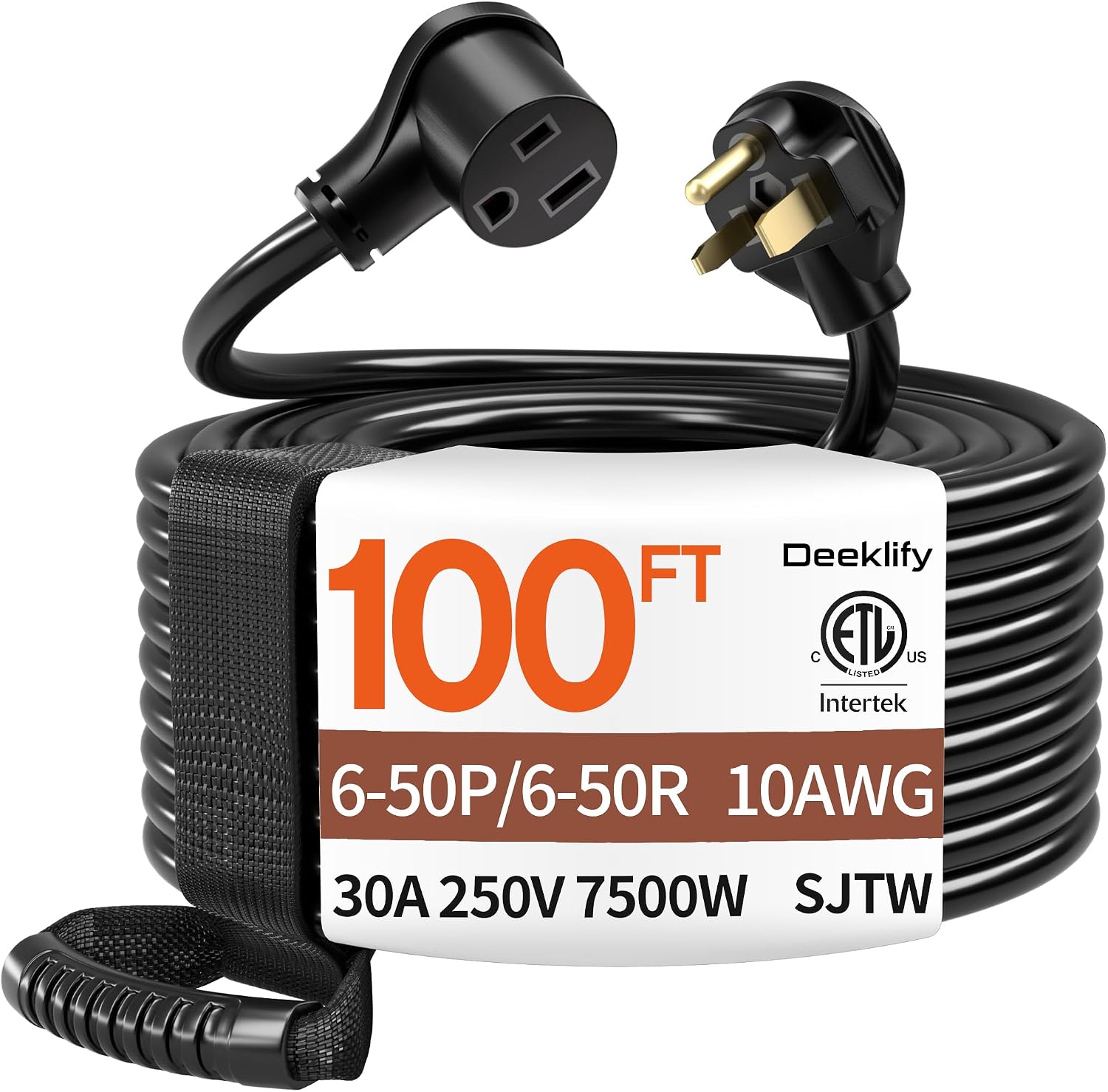 100FT 30 Amp 10 Gauge 3 Prong Welder Extension Cord, NEMA 6-50P to NEMA 6-50R, Heavy Duty 250V Welding Extension Cable for Lincoln, Plasma, Miller, SJTW, ETL Listed