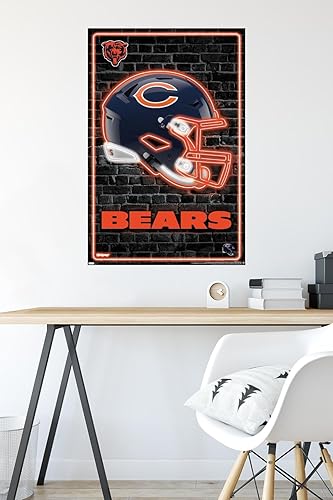 Miniatura 4 de Trends International NFL Chicago Bears - Póster de pared con casco neón 23, 34 pulgadas de largo x 22.4 pulgadas, versión sin marco