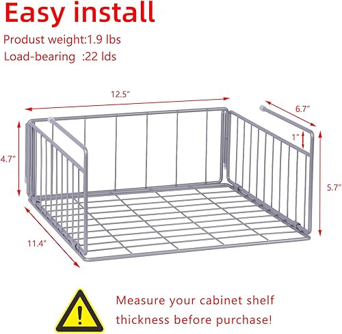 Miniatura 7 de SUFAUY Paquete de 2 cestas organizadoras para debajo del gabinete, cestas de almacenamiento colgantes de alambre de metal con capacidad para hasta