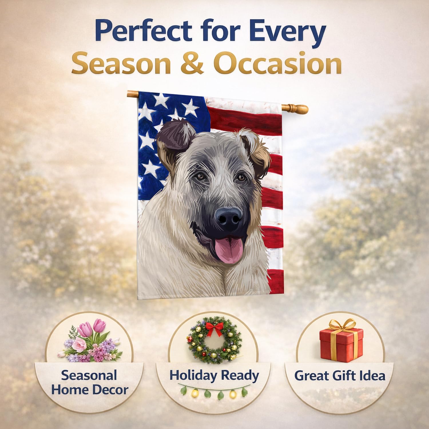 Caroline's Treasures CK6584CHF - Bandiera americana a forma di cane, misura grande, multicolore