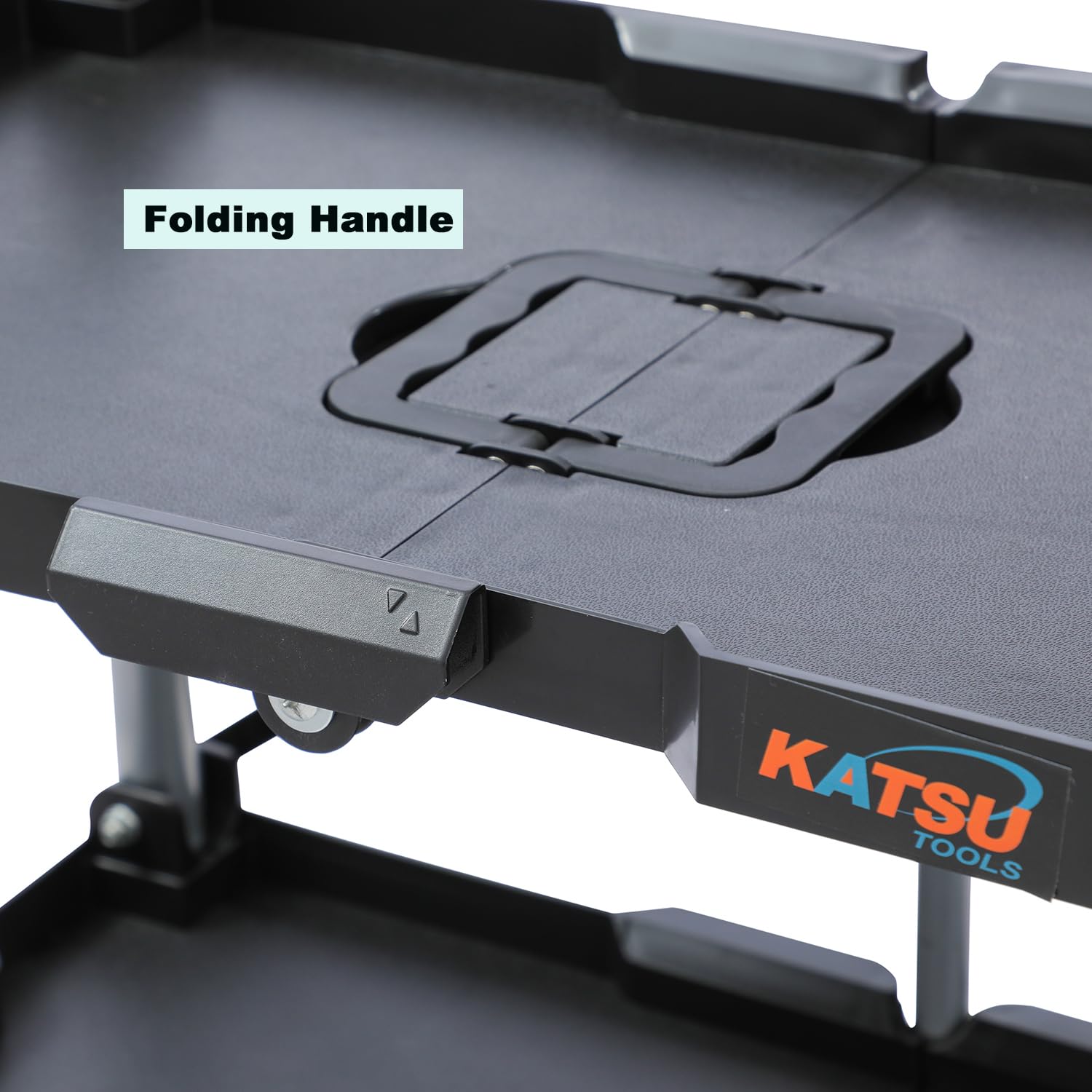 KATSU Tools Chariot de service pliable à 3 niveaux, chariot à outils utilitaire, charge de 68 kg, roues verrouillables, poignées ergonomiques, 83 x 36 x 64 cm, pour atelier, garage, maison, bureau et