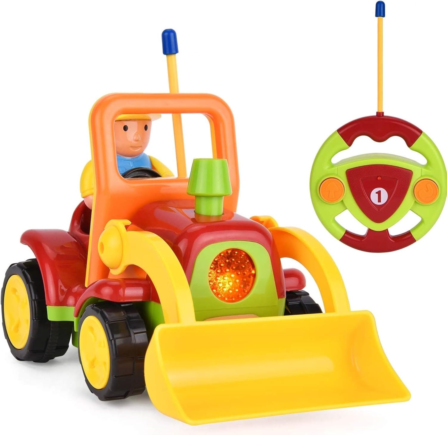 Haktoys Remote Control Bulldozer Toy for Toddlers – Easy RC Construction Tractor with Blade for Boys & Girls Ages 18 Months and Up | First Remote Control Vehicle for Kids