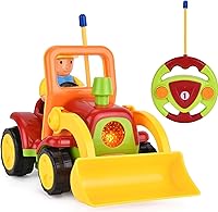 Vista 1 de Haktoys Bulldozer de juguete a control remoto para niños pequeños – Tractor de construcción a control remoto fácil con hoja para niños y niñas a