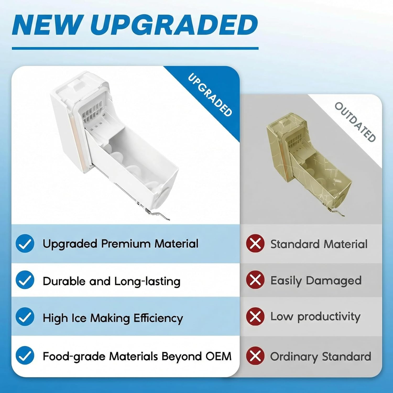 Upgraded DA97-14504C Refrigerator Ice Bucket Replacement for Samsung Refrigerator Ice Maker Replacement Ice Container Ice Tray Assembly RF23J9011SR, RF23HTEDBSR, RF22KREDBSR Ice Bin