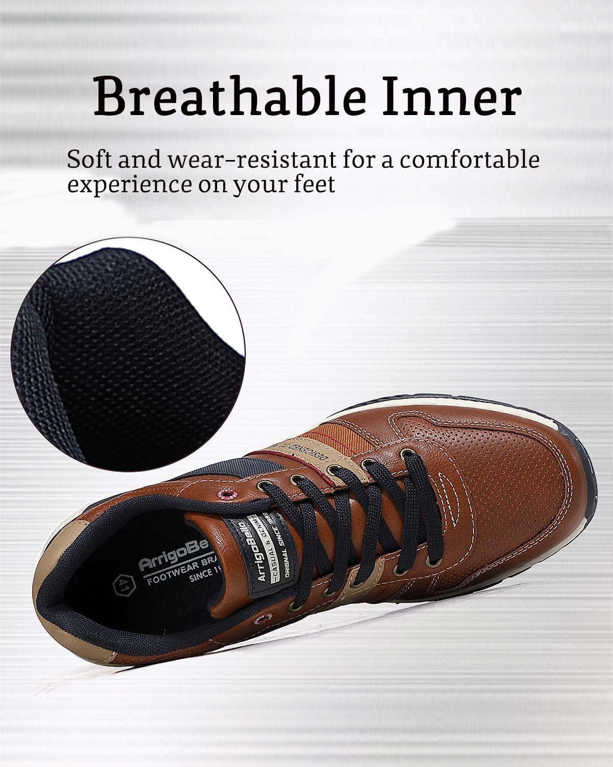 ARRIGO BELLO Mens Casual Shoes Fashion Sneakers Breathable Comfort Classic Lace-Up Low Top Walking Shoes - Image 6