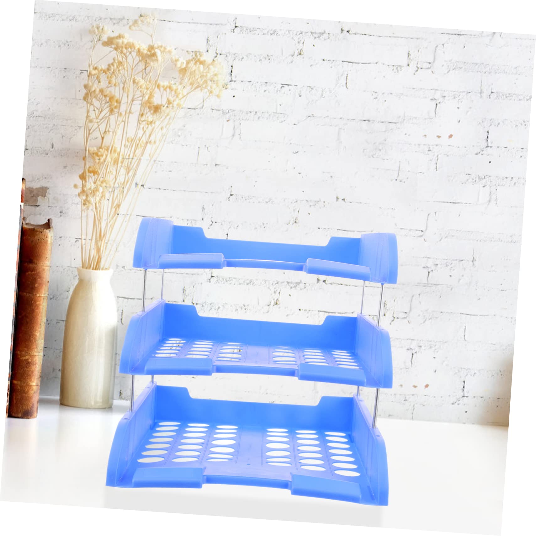 SEWACC Desktop Organizer with Letter Tray Stackable File Holder for Office Home Plastic Document Storage Rack for Papers Magazines and Folders Efficient Desk Organizer