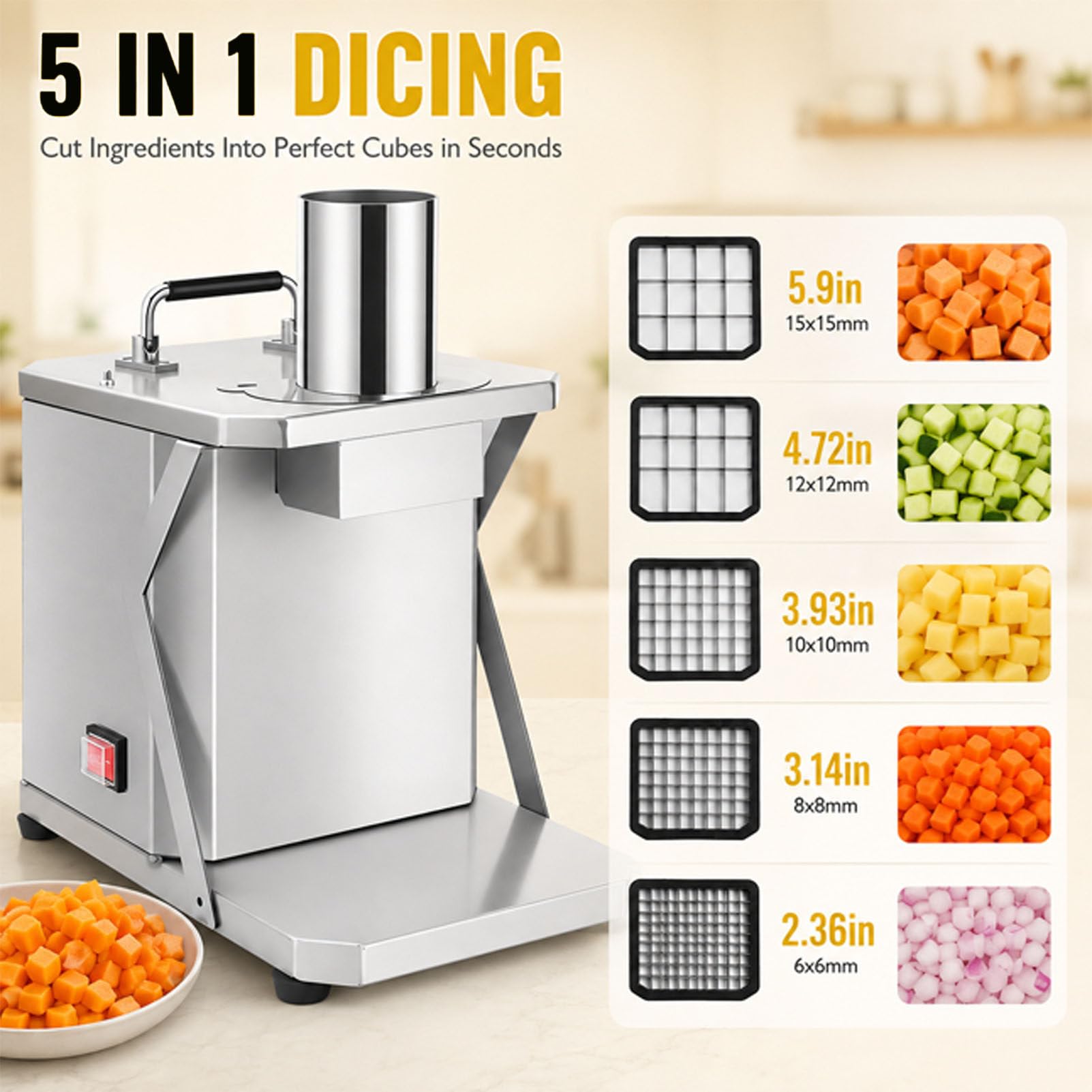 Tagliaverdure e Frutta Elettrico a cubetti 220V