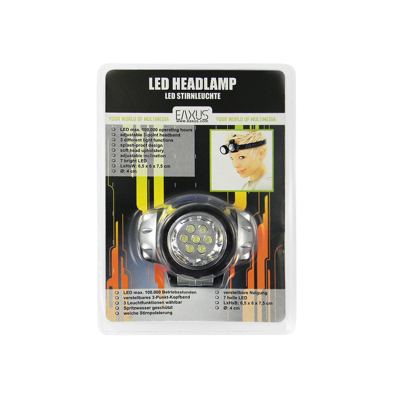 Image secondaire de Eaxus® Lampe Frontale à 7 LED - Lampe de Lecture/Lampe Frontale à 3 Modes d'éclairage, avec 3 Piles AAA, Noir