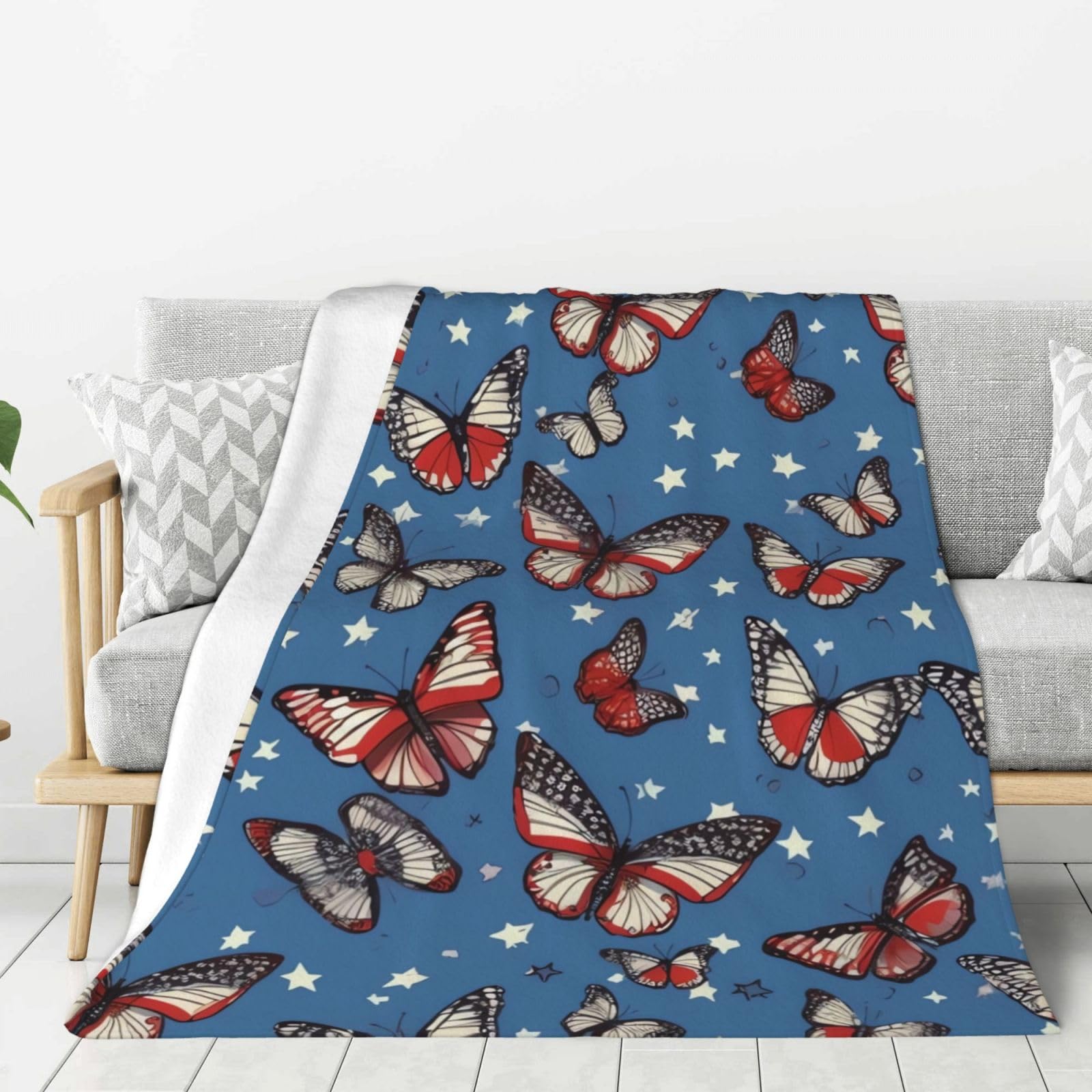 Plaid polaire doux papillon 127x101 cm pour vos moments cocooning au salon