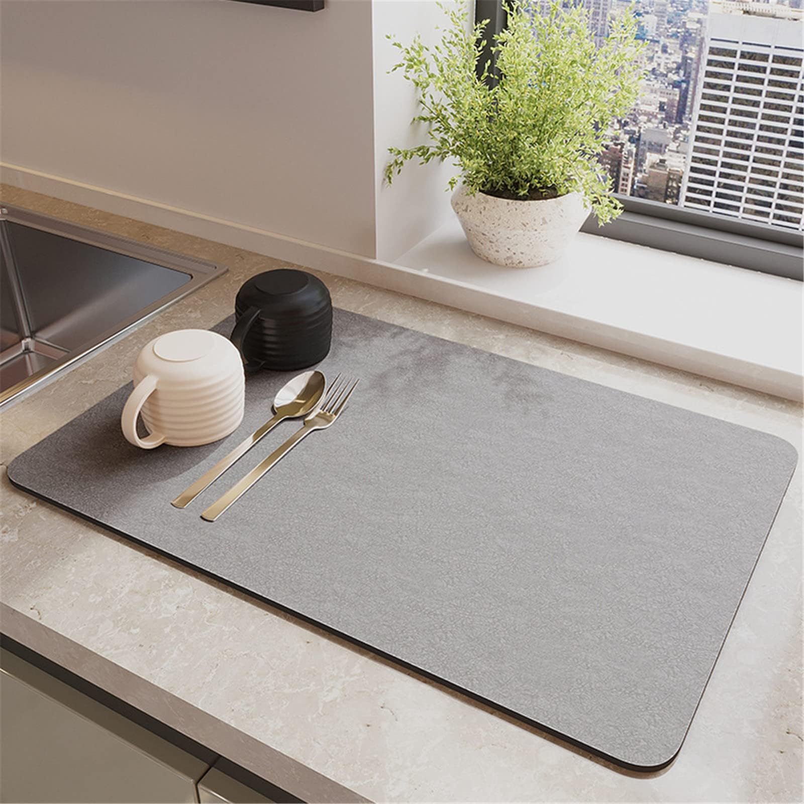 JGS ® Droogmat Servies Absorberend, effen kleur Diatomeeënaarde Schotel Droogmat... | bol