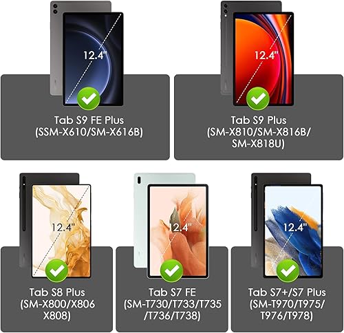 Miniatura 2 de LAMA Funda con teclado retroiluminado para Samsung Galaxy de 12.4 pulgadas S9 FE PlusS9 PlusS8 PlusS7 FES7 Plus, S9+ funda con teclado y soporte