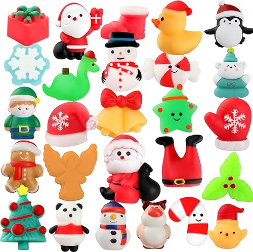 Miniatura 5 de Juguetes esponjosos de Navidad, 26 juguetes esponjosos para niños, juguetes Mochi Fidget para aliviar el estrés a granel para rellenar calcetines,