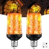VIHOSE Upgraded Dusk to Dawn LED Flame Light Bulbs Outdoor,E26 Flickering Light Bulbs with Upside Down Effect, Fire Bulb for Christmas Halloween Patio Porch Outdoor Decor, 25, 000 Hours, 2 Pack