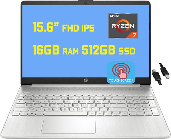 2021 insignia HP portátil 15 negocio ordenador portátil 15.6" diagonal FHD IPS pantalla táctil AMD 8-Core Ryzen 7 4700U (Beats i7-10710U) 16GB RAM 512GB SSD USB-C WiFi Win10 + iCarp HDMI Cable 🥇✔️ ® A Pedido 🏆™
