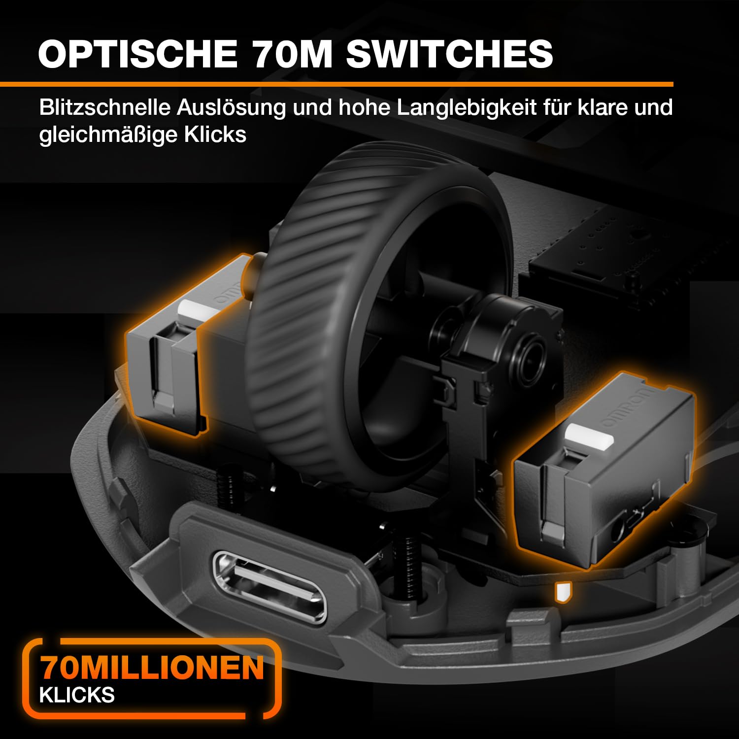 be quiet! Dark Perk Ergo PC Gaming Maus, 55 g leicht, extrem Lange Akkulaufzeit, 8.000 Hz Abtastrate, PixArt PAW3950 Sensor, 32.000 DPI, optische 70-m-Switches, 100% PTFE-Glide Skates