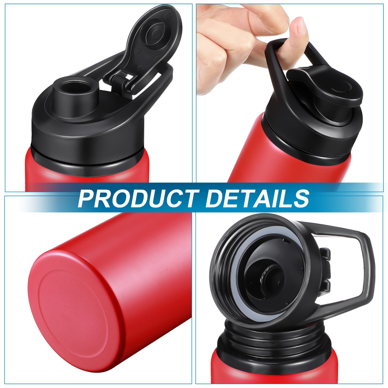 CHENGU Set di 12 bottiglie d'acqua in alluminio sottovuoto, in metallo, per sport, bici, riutilizzabili, da viaggio, con coperchio, per palestra, sport, campeggio, escursionismo, pesca (500 ml)