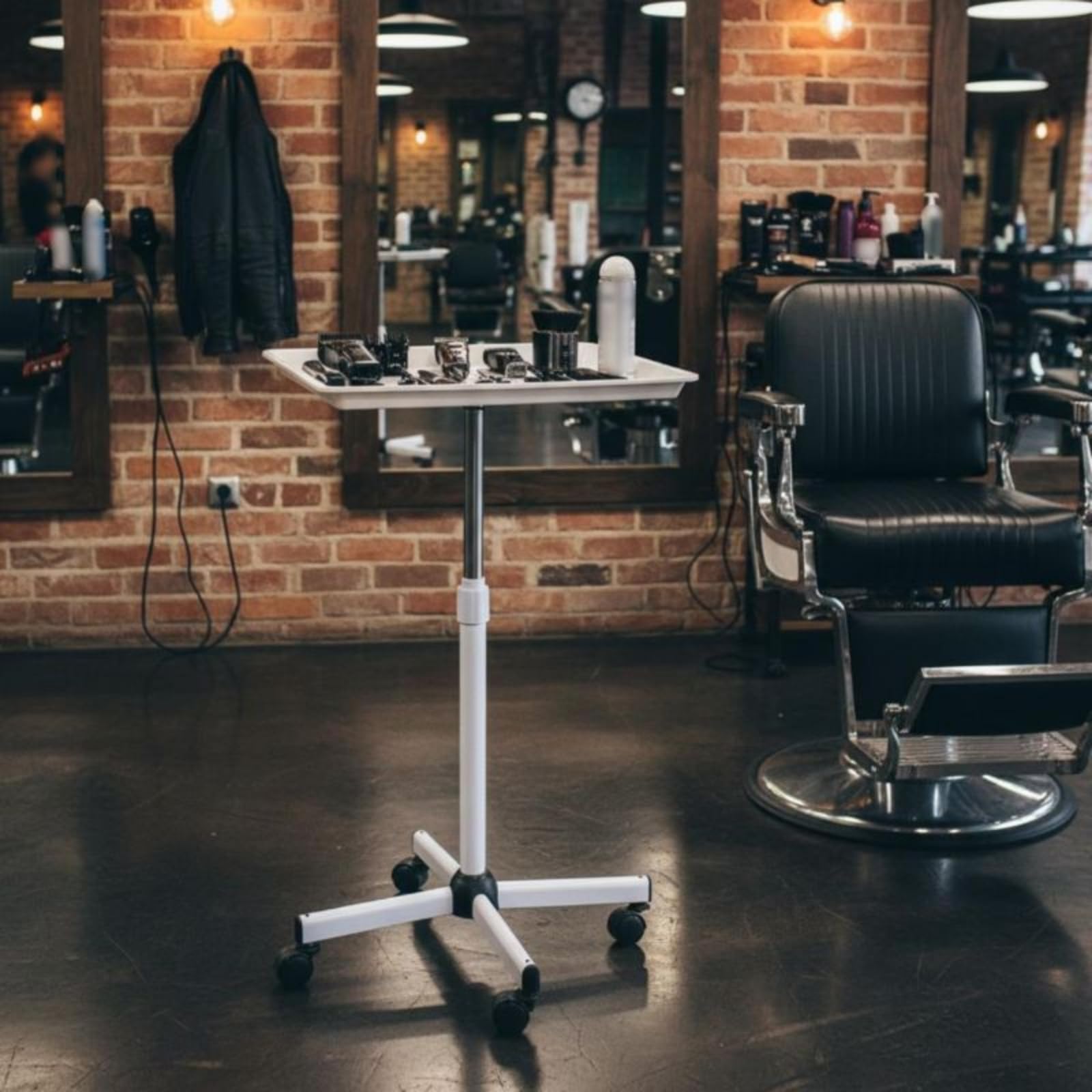 predolo Chariot Salon Télescopique Chariot avec Bords Surélevés Réglable en Hauteur sserte pour Coiffeurs, Barber Shop, Noir, Support Simple Couche